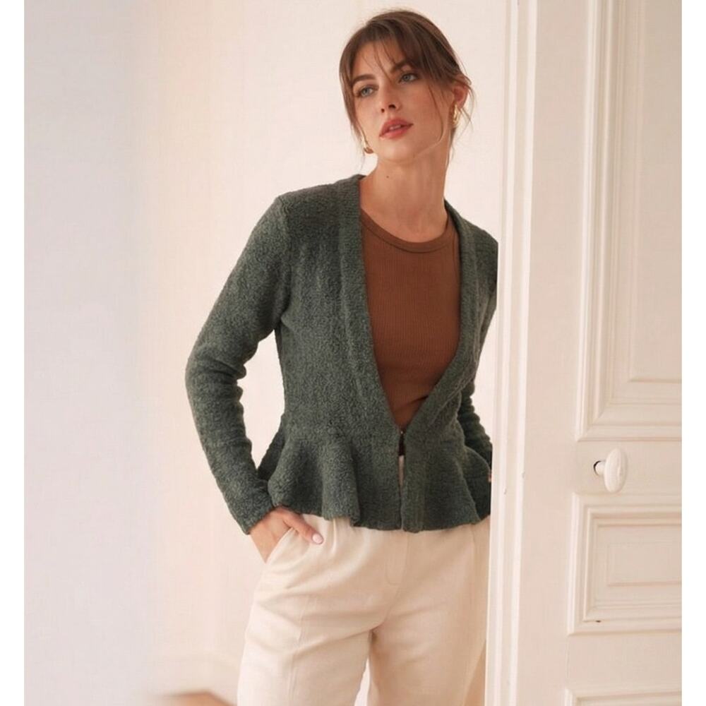 Emerald Green Moda Ruffle Sweater-Size Small